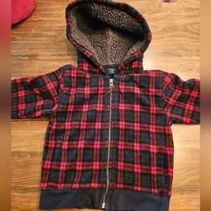 Baby Gap Fleece buffalo plaid zip-up hoodie